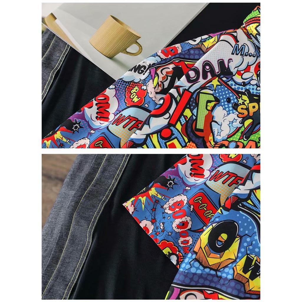 Áo sơ mi nam ngắn tay in họa tiết thời trang