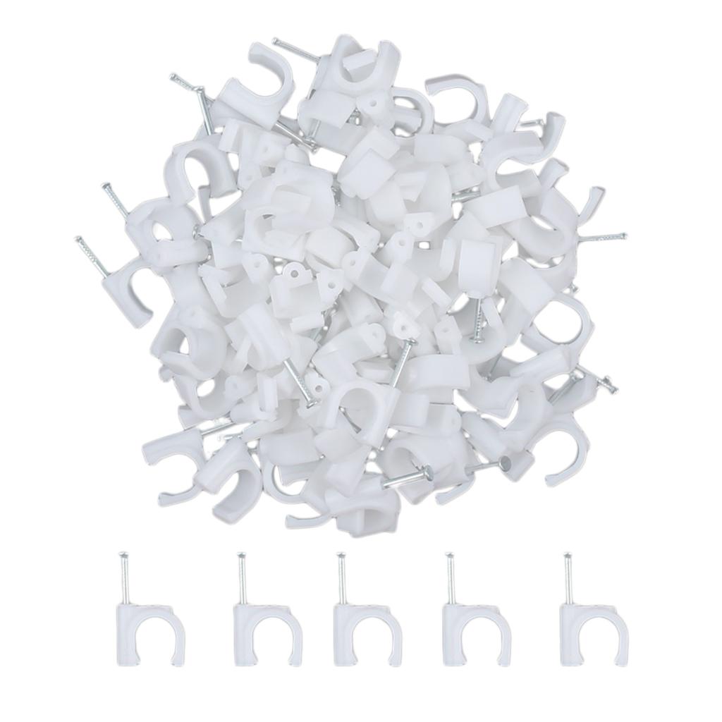 100pcs Plastic Electrical Wire Cable Clips High Carbon Steel Nail 4-25mm