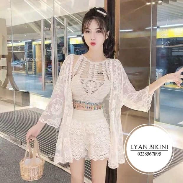 Bikini đồ bơi nữ 2 mảnh áo choàng len móc kín đáo cao cấp đi biển LYAN BIKINI B05