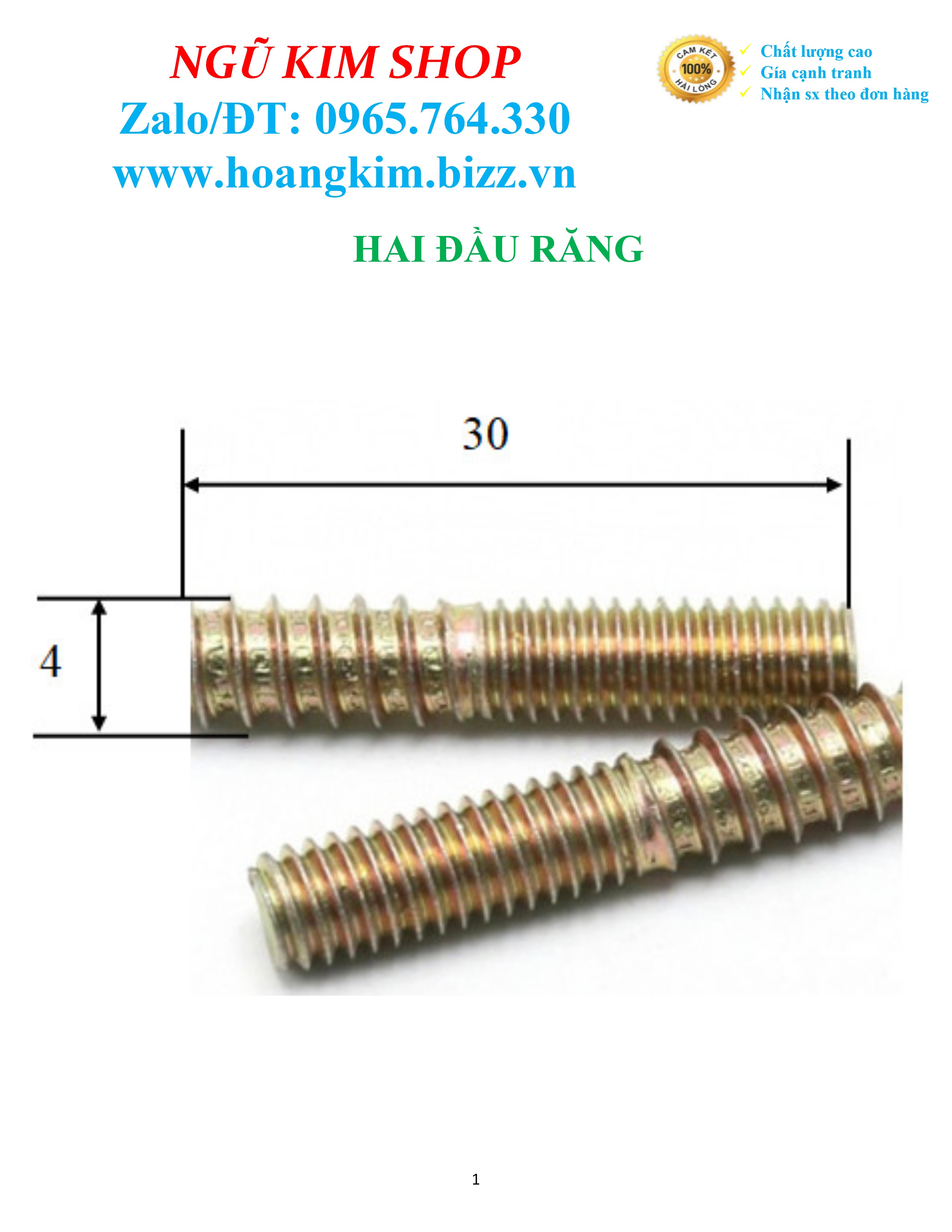 BULONG HAI ĐẦU RĂNG M4 Và M6