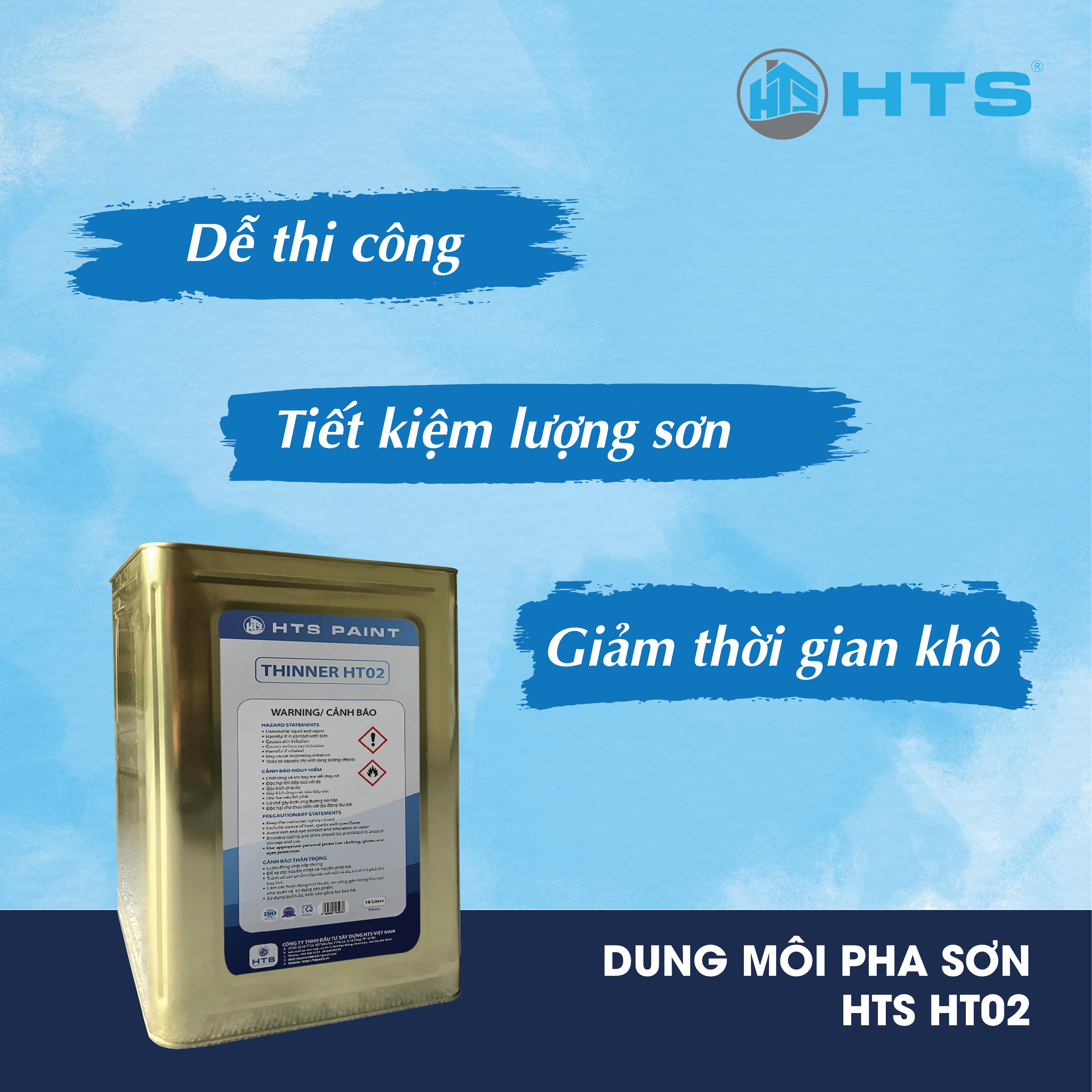 Dung môi pha sơn Thinner HTS HT02 Thùng 18 lít