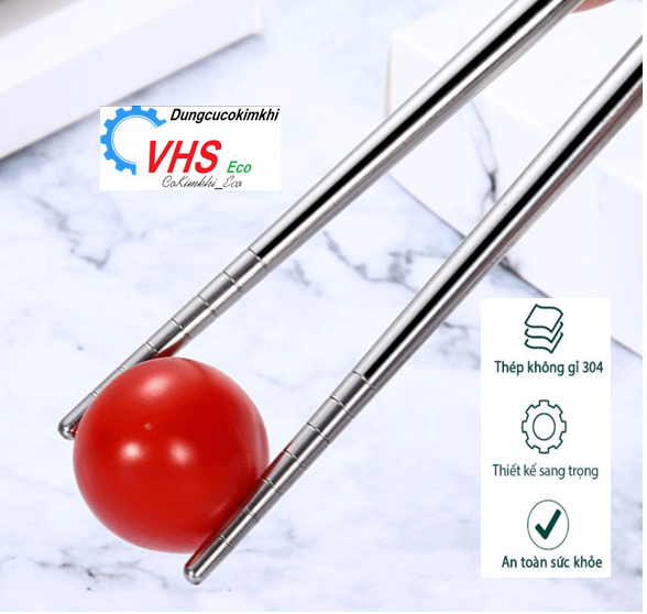 Combo 10 chiếc đũa INOX 304, khắc laser chống trượt,  rửa bằng tay và máy rửa bát. Chopstick stainless steel (SUS304).