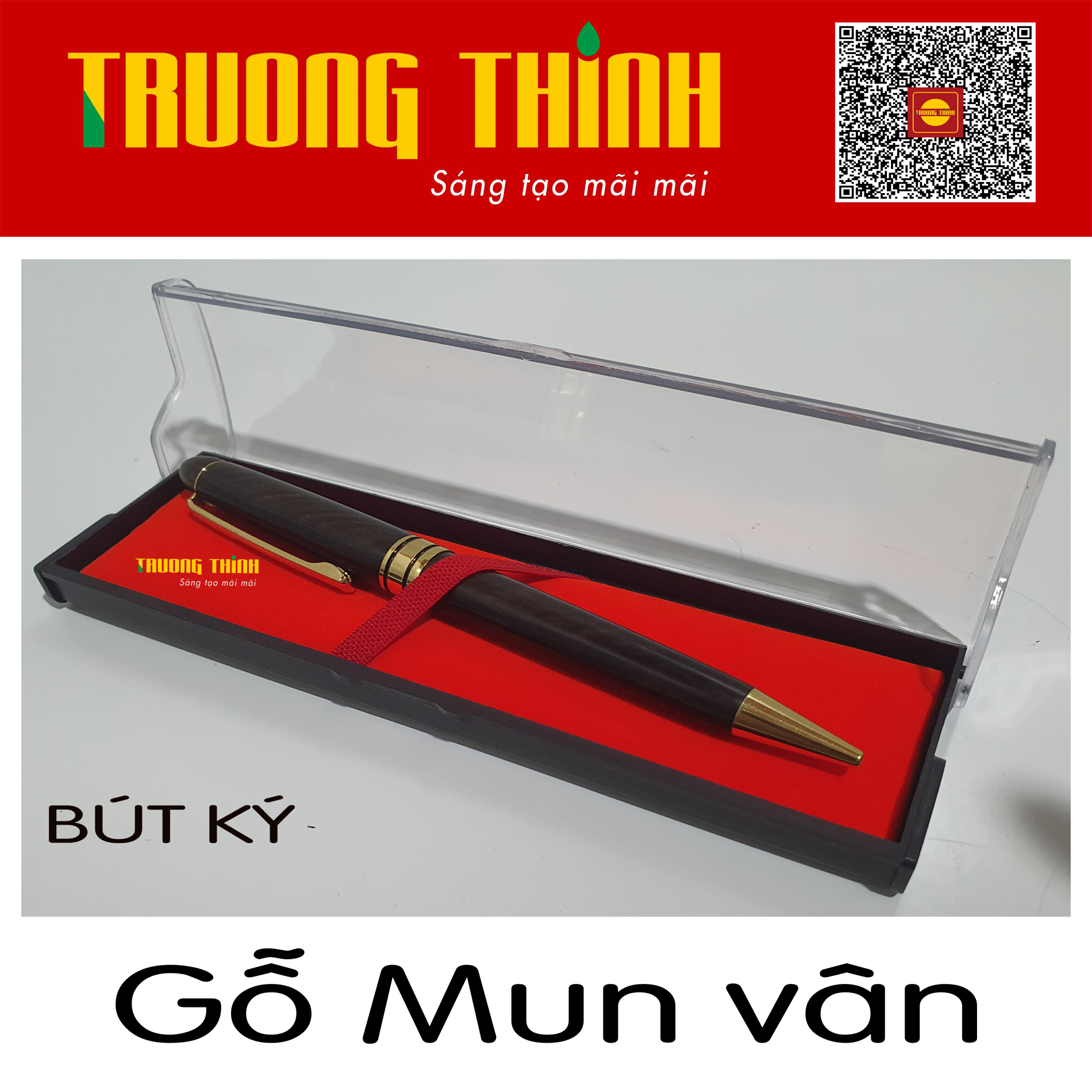 Bút Ký Gỗ Mun Vân Cao Cấp Sang Trọng Bền Đẹp Chính Hãng Trường Thịnh Đẳng Cấp Doanh Nhân. Loại Xoắn 15 cm