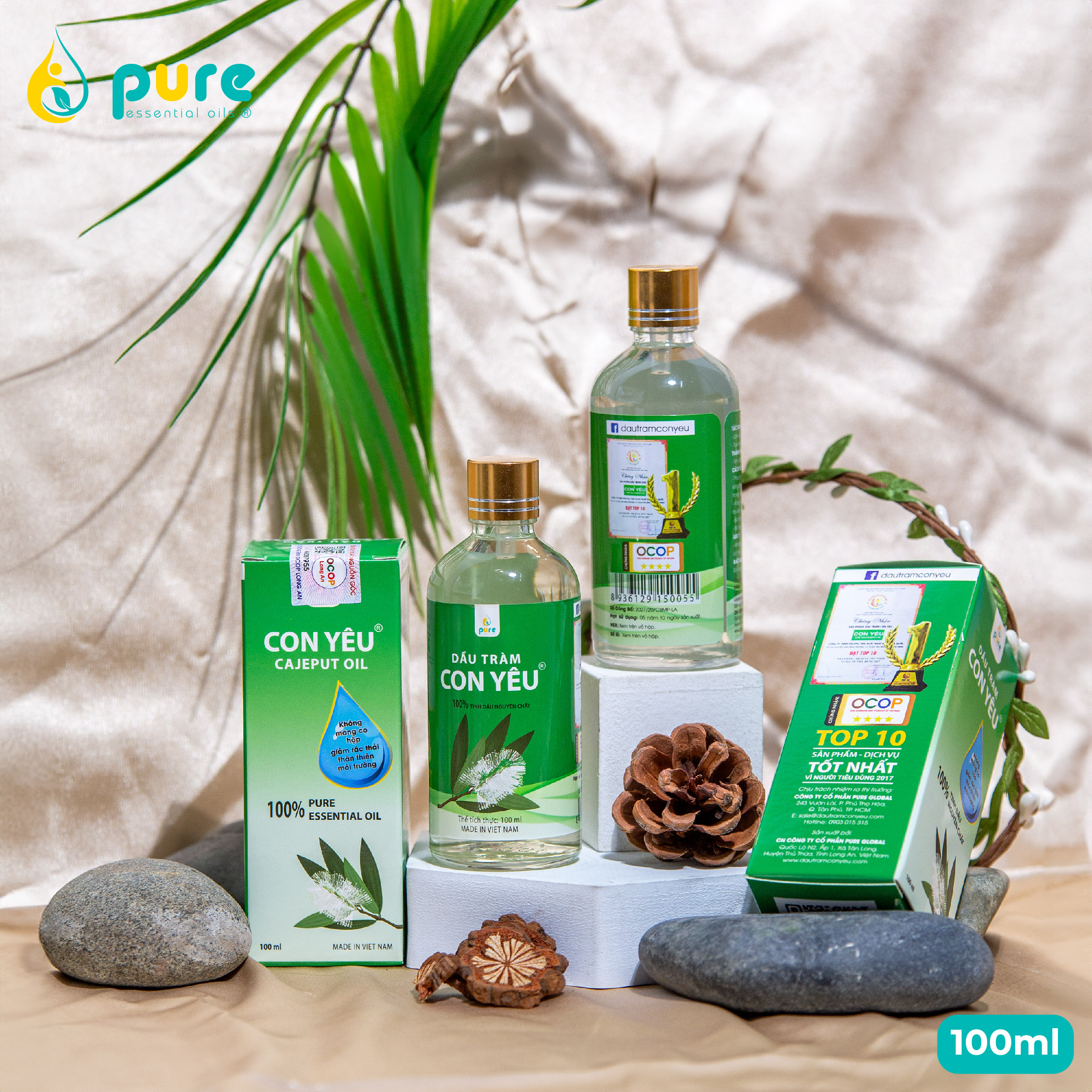 Dầu Tràm Con Yêu 100% tinh dầu thiên nhiên - Giúp làm ấm người, phòng cảm lạnh chai 100ml - Tinh dầu thiên nhiên, an toàn cho sức khỏe gia đình