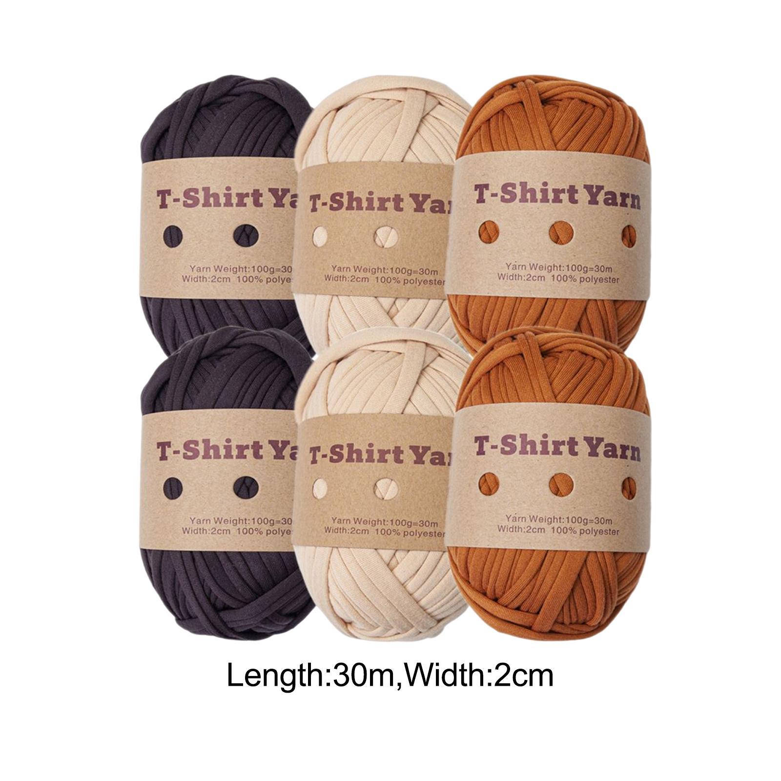 Knitting Yarn Set 6Pcs T-shirt Yarn Elastic Crocheting Projects Chunky Yarn Spaghetti Yarn for Bags Throw Blanket Crochet Carpets Home Decor