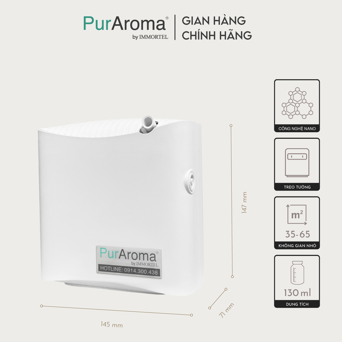 Máy Khuếch Tán Công Nghiệp PurAroma WPA 100S-5V - Công Nghệ Nano Khuếch Tán Siêu Âm
