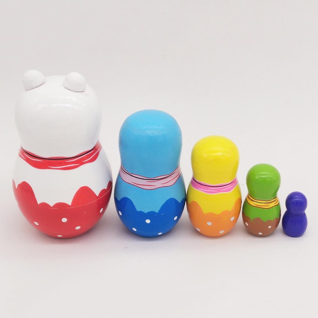 5pcs Russian Nesting Girl Dolls Matryoshka Wooden Handmade Wooden Toys