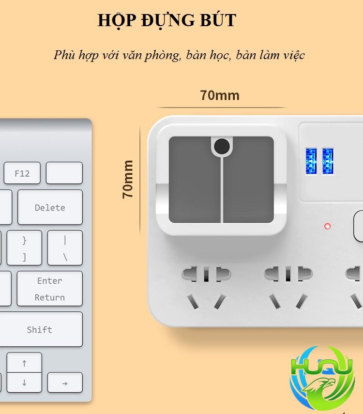 Đèn Bàn Điều Khiển Từ Xa Huqu Tích Hợp Hộp Đựng Bút ,Ổ Cắm Điện Và Cổng Sạc USB HQ-T3 -Hàng Chính Hãng .