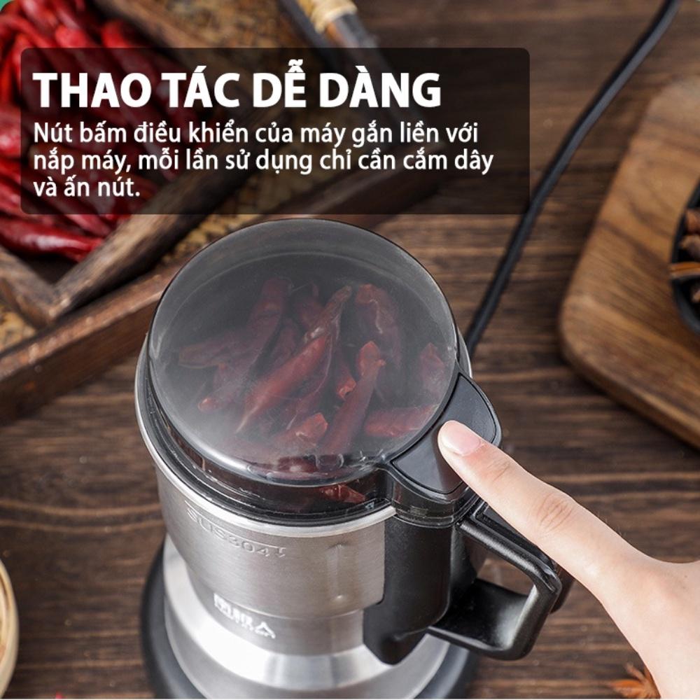 Máy Xay Hạt Khô Tiêu Chuẩn Châu Âu, Xay Ngũ Cốc Mini Công Suất 300w Lưỡi Dao 6 Cánh Thân Máy Bằng Thép Không Gỉ - FOOD - Hàng chính hãng dododios