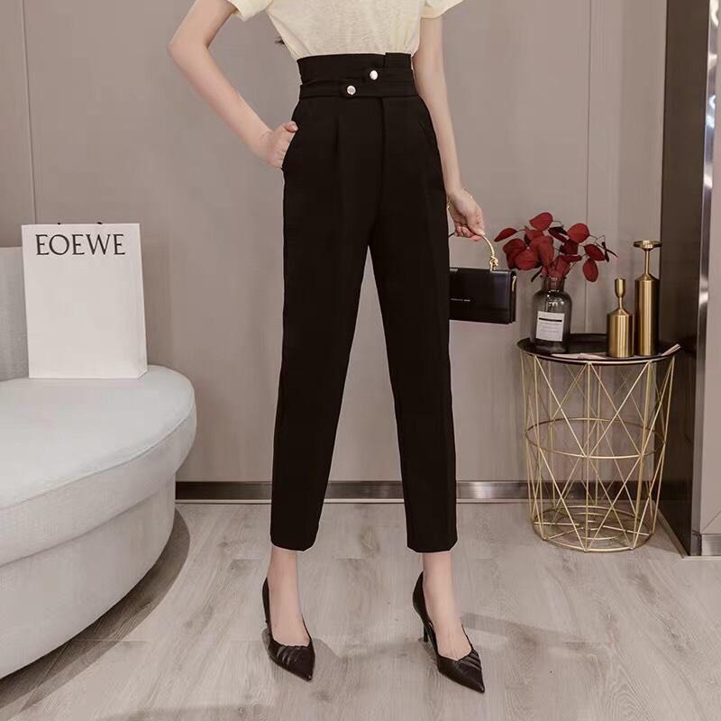 Quần baggy nữ lưng cao công sở đẹp Doloxi khuy chéo vải tuyết mưa Q31