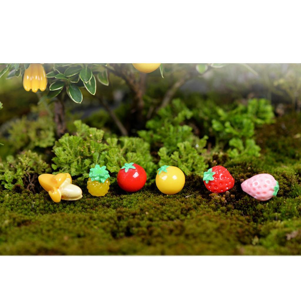 2X 10 Pieces Micro Landscape Resin Fruit Ornament Garden DIY  Red