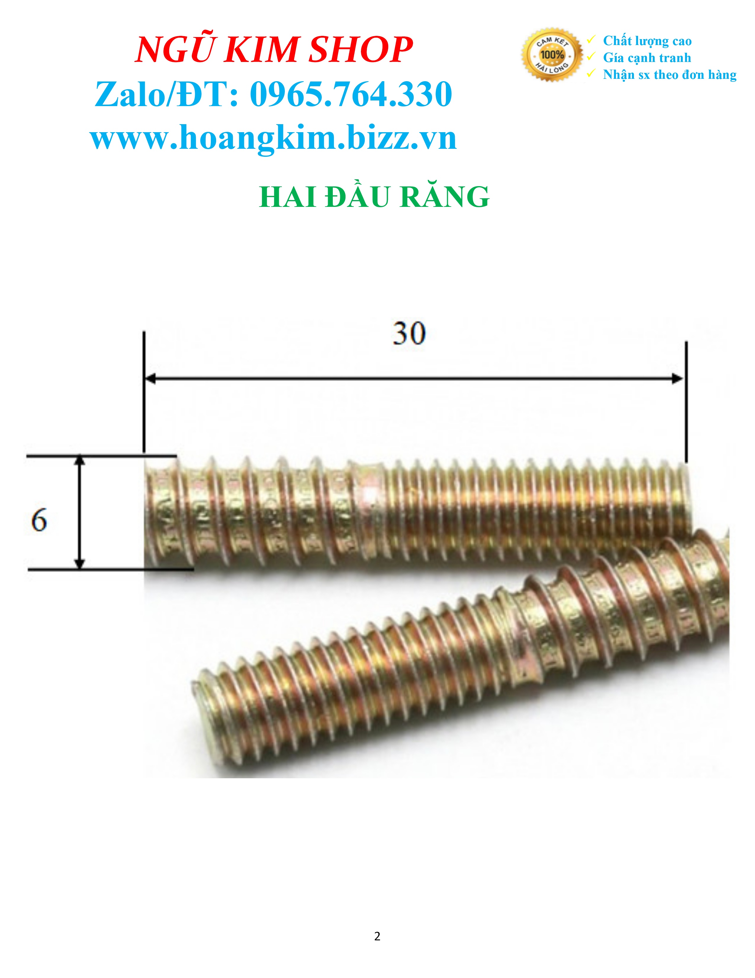 BULONG HAI ĐẦU RĂNG M4 Và M6