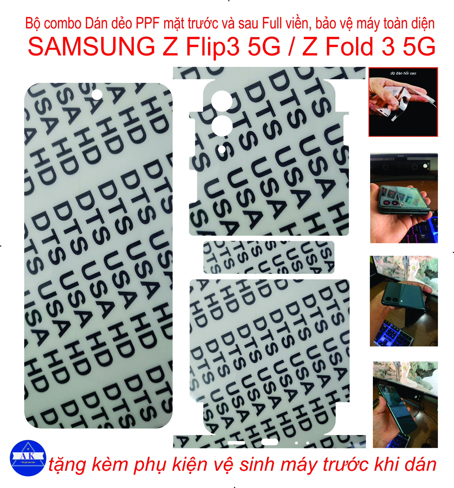 Bộ combo dán dẻo PPF trước và sau dành cho Samsung Z Flip 3 5G /Z Fold 3 5G Bảo vệ máy toàn diện