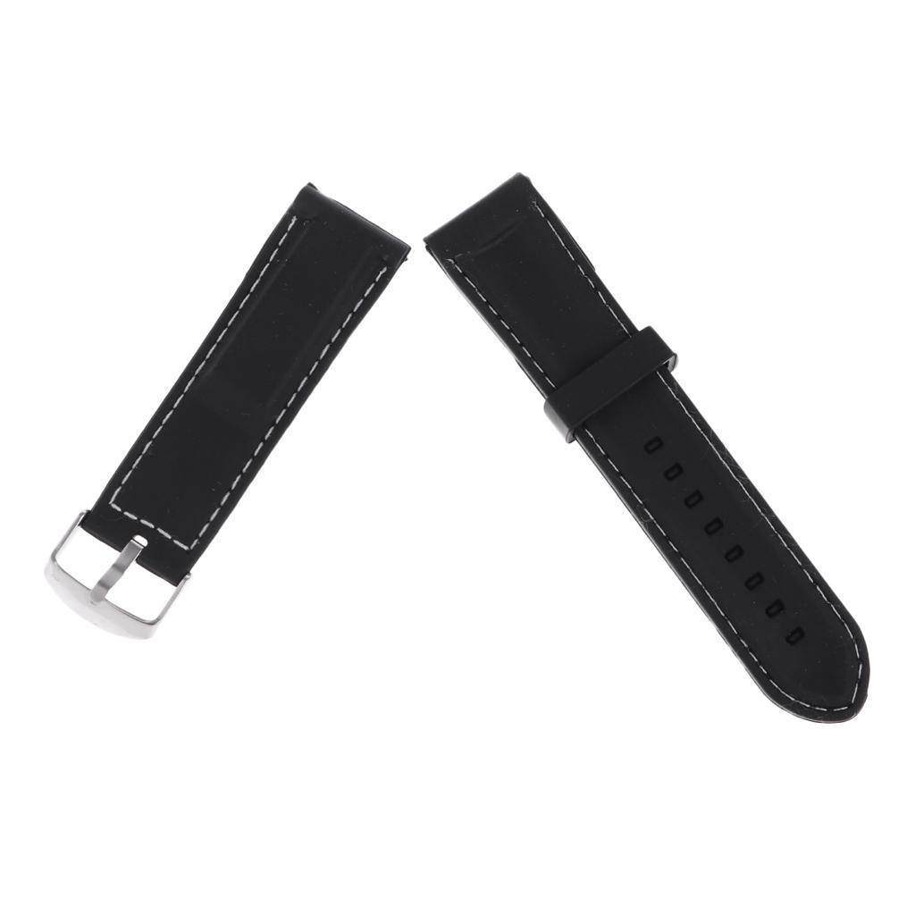 Silicone Strap Bracelet White Line Stitching 22mm