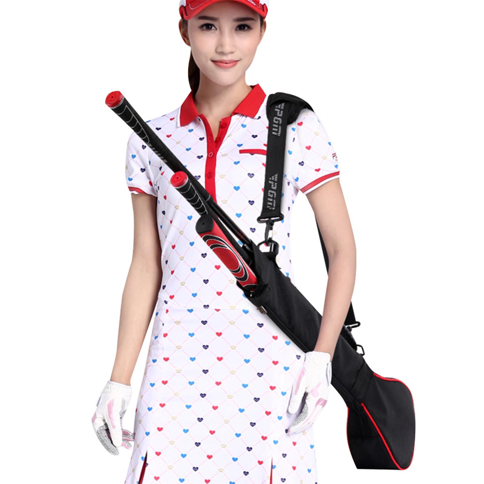 Golf Bag Black Lightweight Travel Carry Golf Club Bag with Cushioned Shoulder Strap for Driving Range Practice Easy Transport - Good for Adults