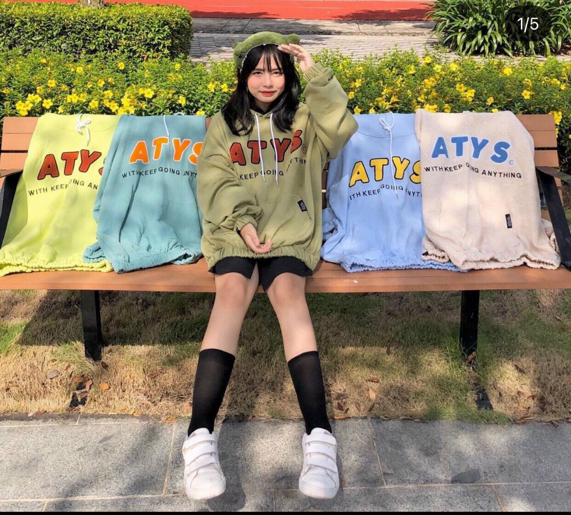 Áo hoodie atys màu xanh unisex ullzang, Áo khoác hoodie in logo nổi ATYS thun nỉ ngoại form 70kg  Chất nỉ dày mịn bao đẹp, Áo hoodie ATYS sẵn hàng Chất nỉ ngoại siu đẹp Phom to đại tay bồng form thụng