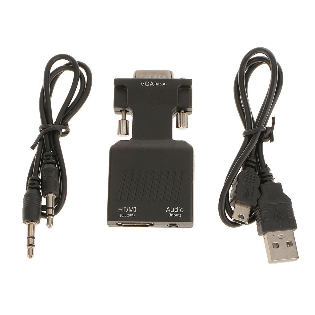 1080P VGA Male to Female HDTV with 3.5mm Audio USB Plug Cable Adapter