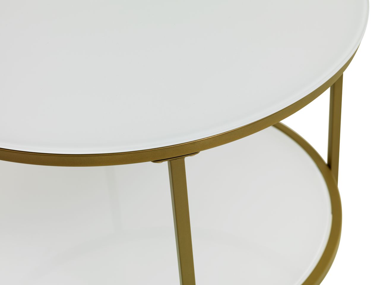 Bàn cafe | JYSK Gadevang | kính cường lực/kim loại | trắng/vàng | DK65xC45cm