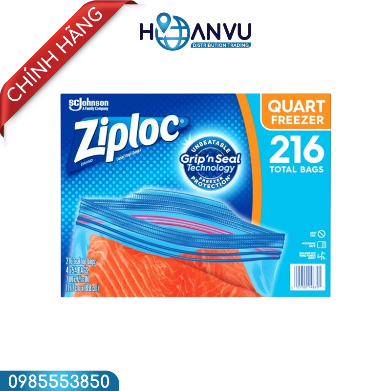 Túi Ziploc Double Quart Freezer Unbeatable 216 túi