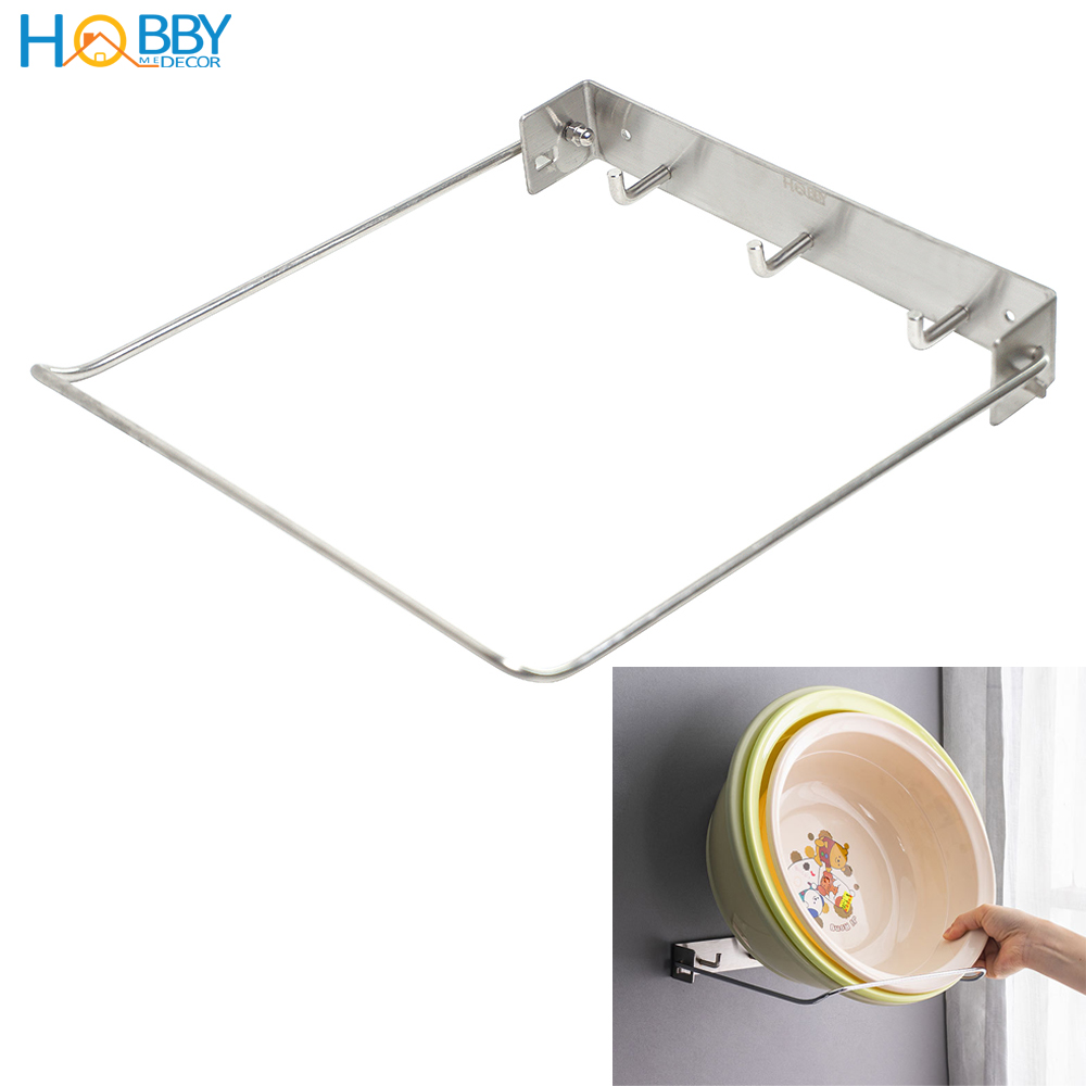 Giá treo thau chậu gắn tường inox 304 có keo dán Hobby home decor GTT