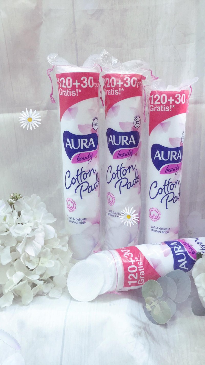 Combo 5 bông tẩy trang Aura Beauty 150 miếng