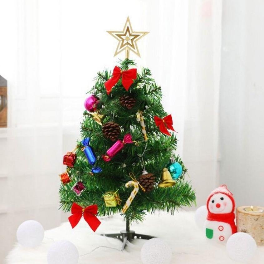 Cây thông noel 60cm mini để bàn nhỏ gọn sẵn phụ kiện trang trí giáng sinh