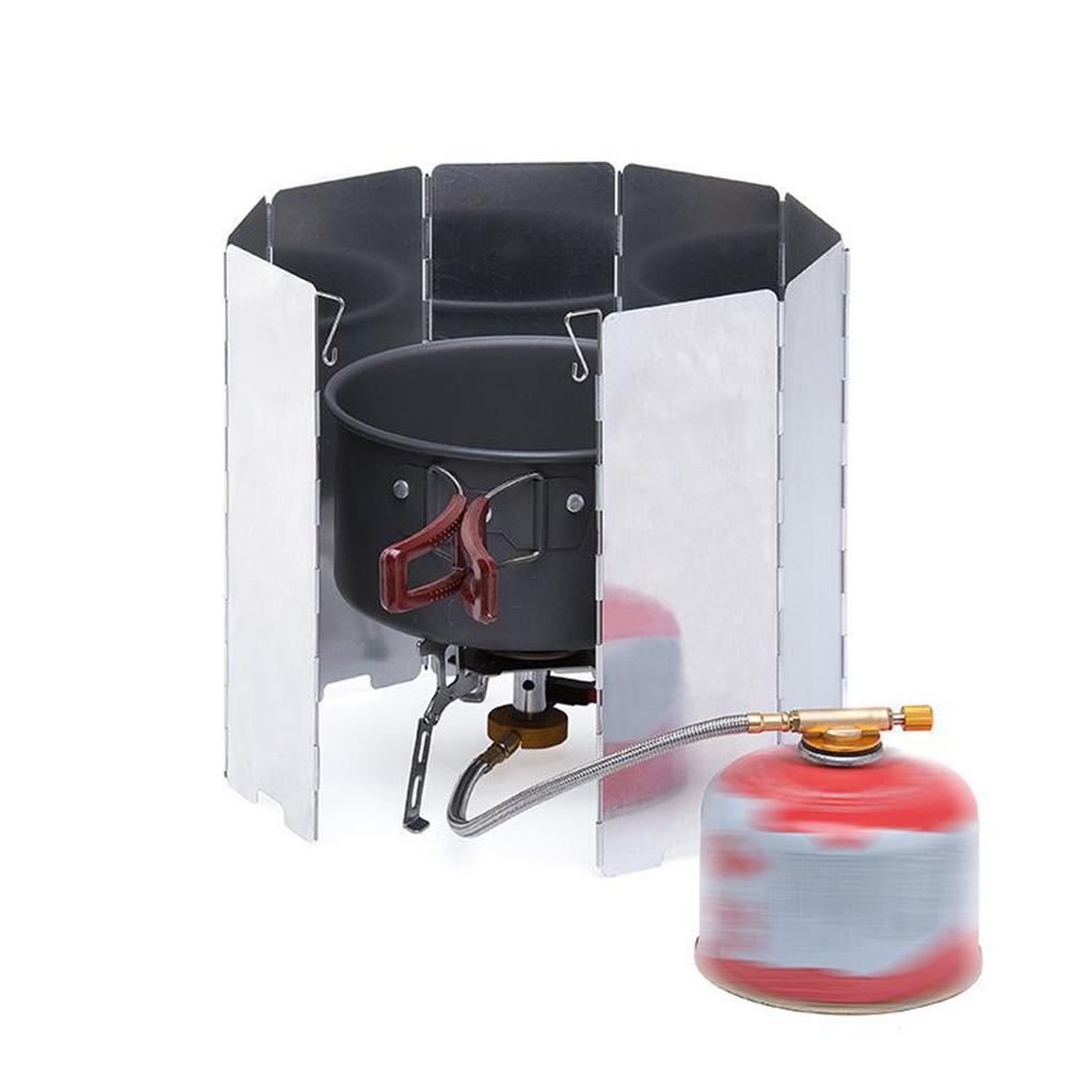 9 Plates Aluminum Alloy Gas Stove Wind Screen Windshield Backpacking Camping