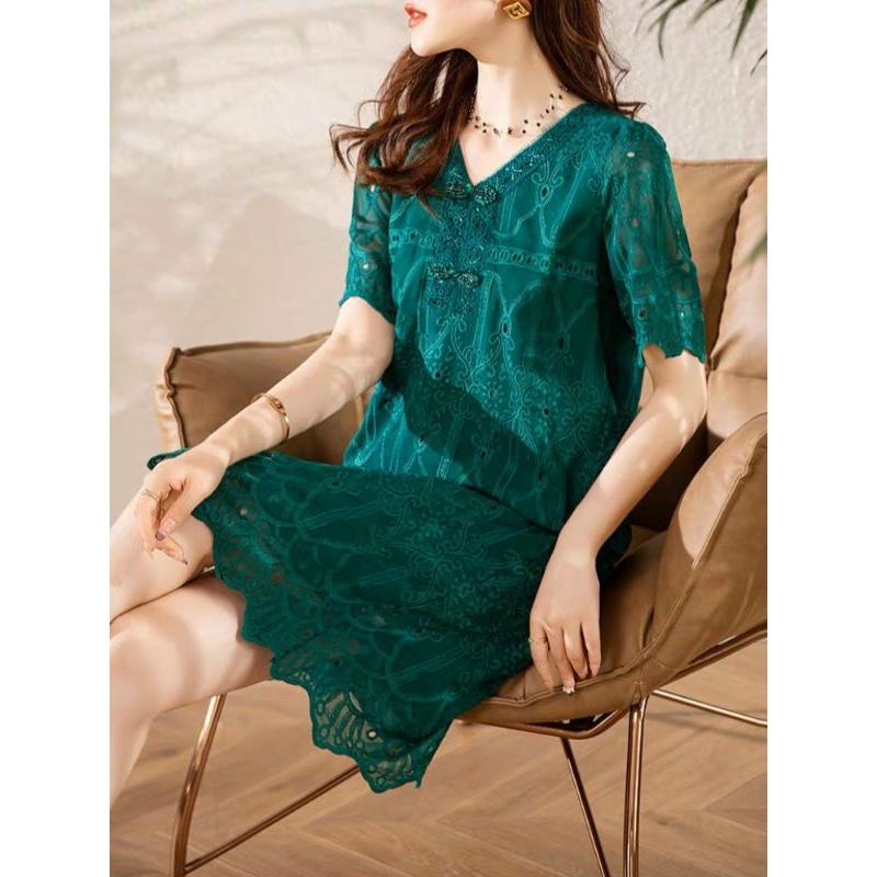 ĐẦM SUÔNG REN CỔ KẾT ĐÁ