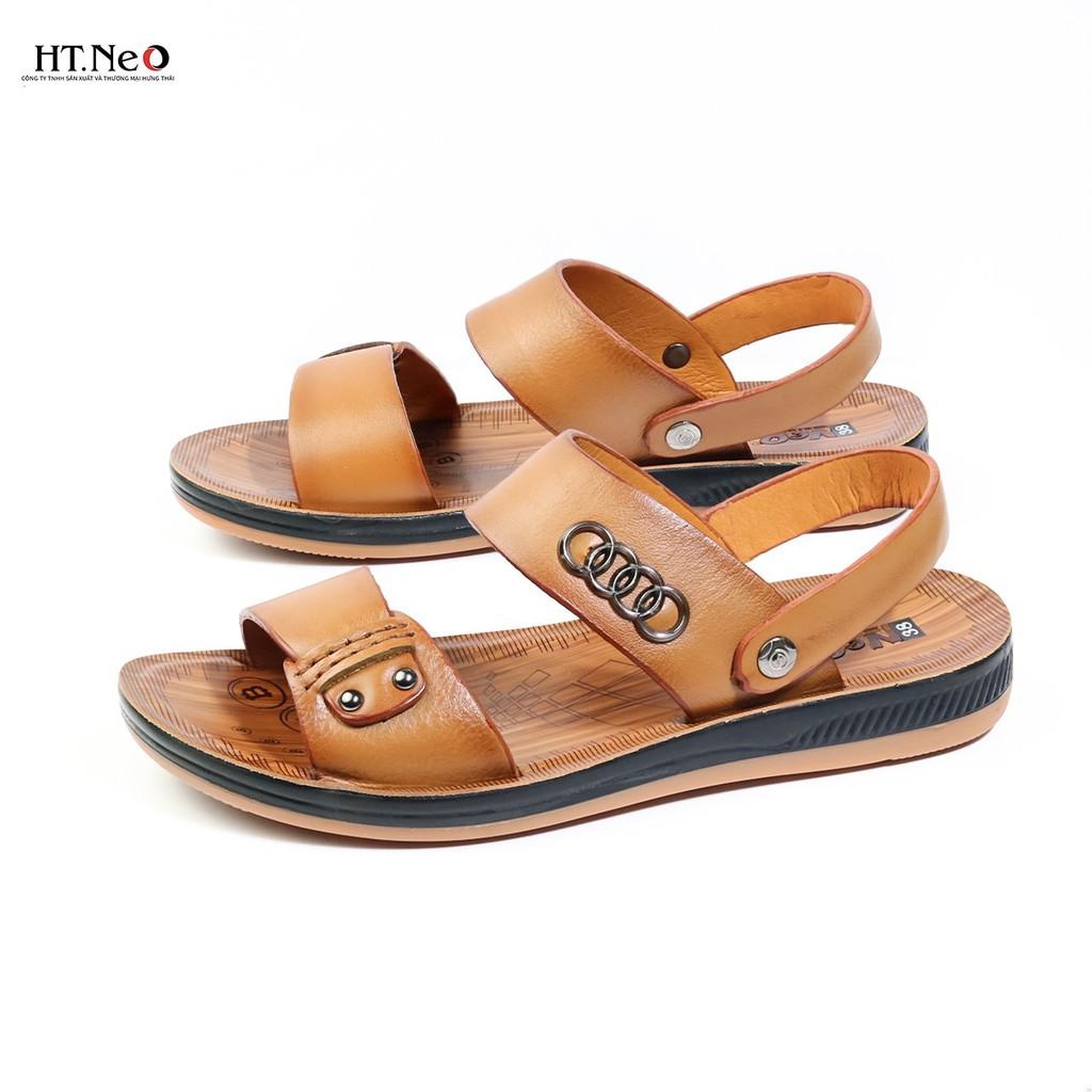 Sandal da bò - dép nam cao cấp HT.NEO siêu êm ái,thoải mái và mềm chân khâu may chân quai siêu chắc chắn SD60