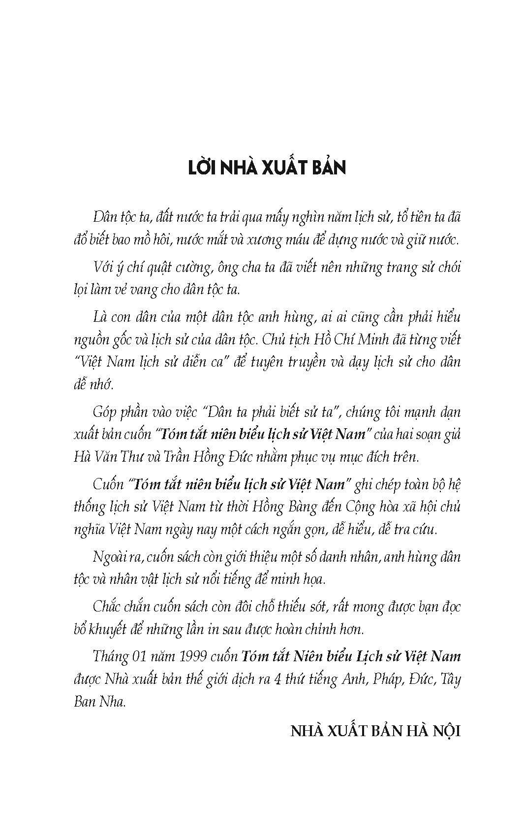 Tóm Tắt Niên Biểu Lịch Sử Việt Nam (Tái bản)