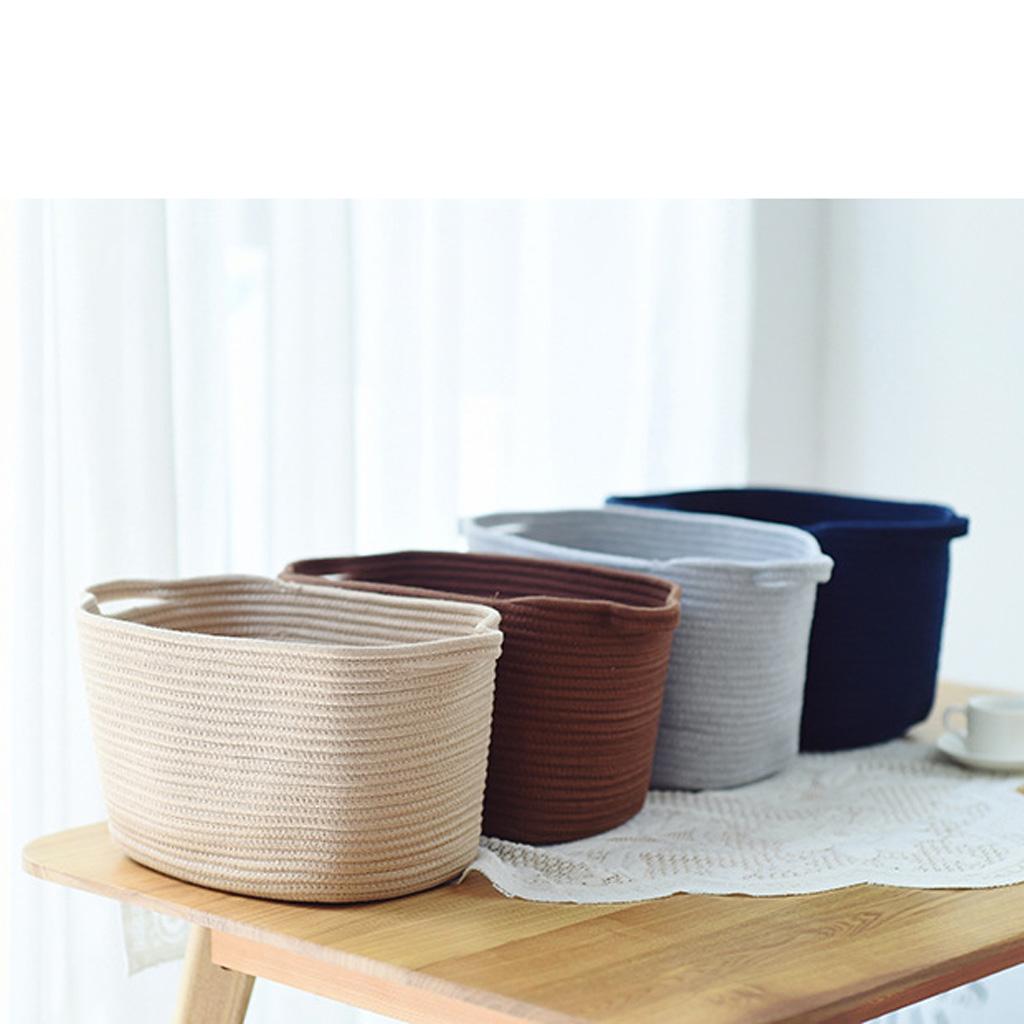 Nordic Cotton Woven Storage Basket for Laundry Sundries Toy Organizer Beige