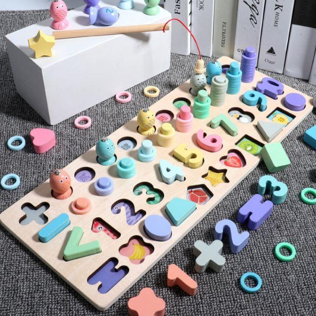 Cột tính câu cá 4 trong 1, siêu đẹp, gỗ an toàn cho bé