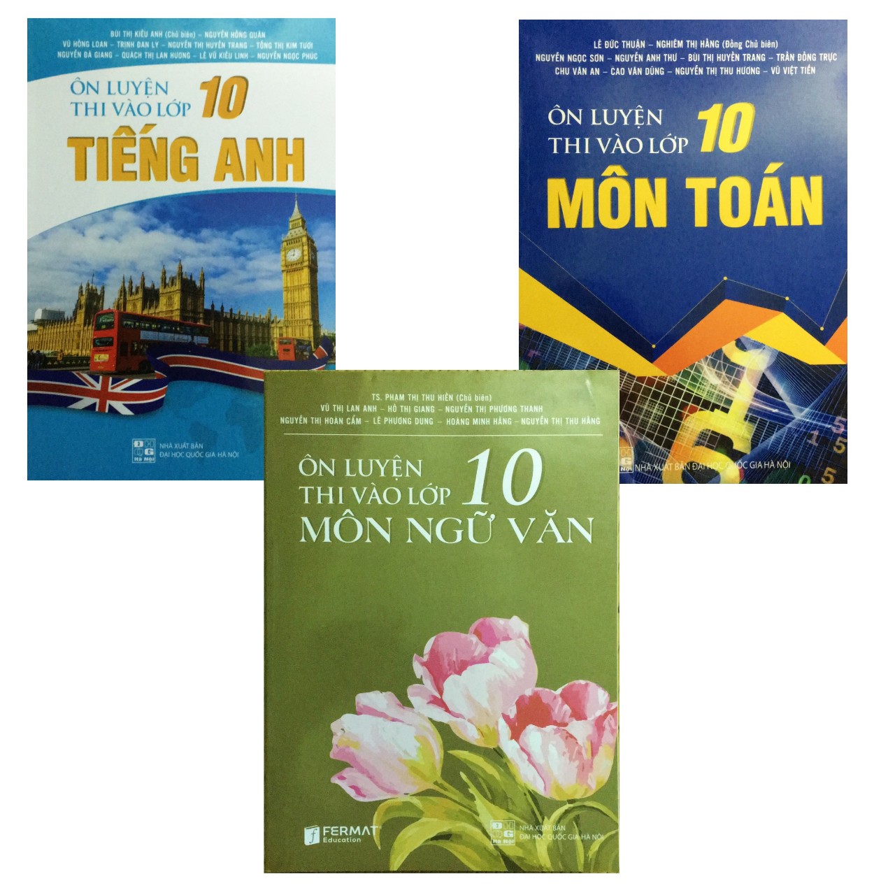 Combo 3 quyển ôn thi hay nhất  , ôn luyện thi vào lớp 10 môn toán, tiếng anh , ngữ văn