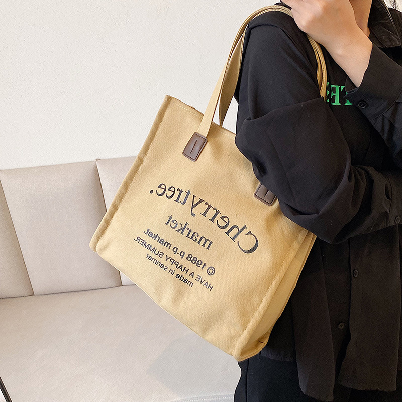 Túi tote bag túi vải canvas hai mặt họa tiết in chữ kiểu hàn quốc dễ thương TT04-C9353