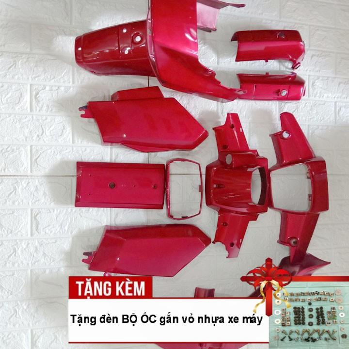 Bộ dàn áo nhựa nguyên sinh ABS dành cho xe DREAM II Màu Đỏ - Tặng tem và bộ ốc theo xe