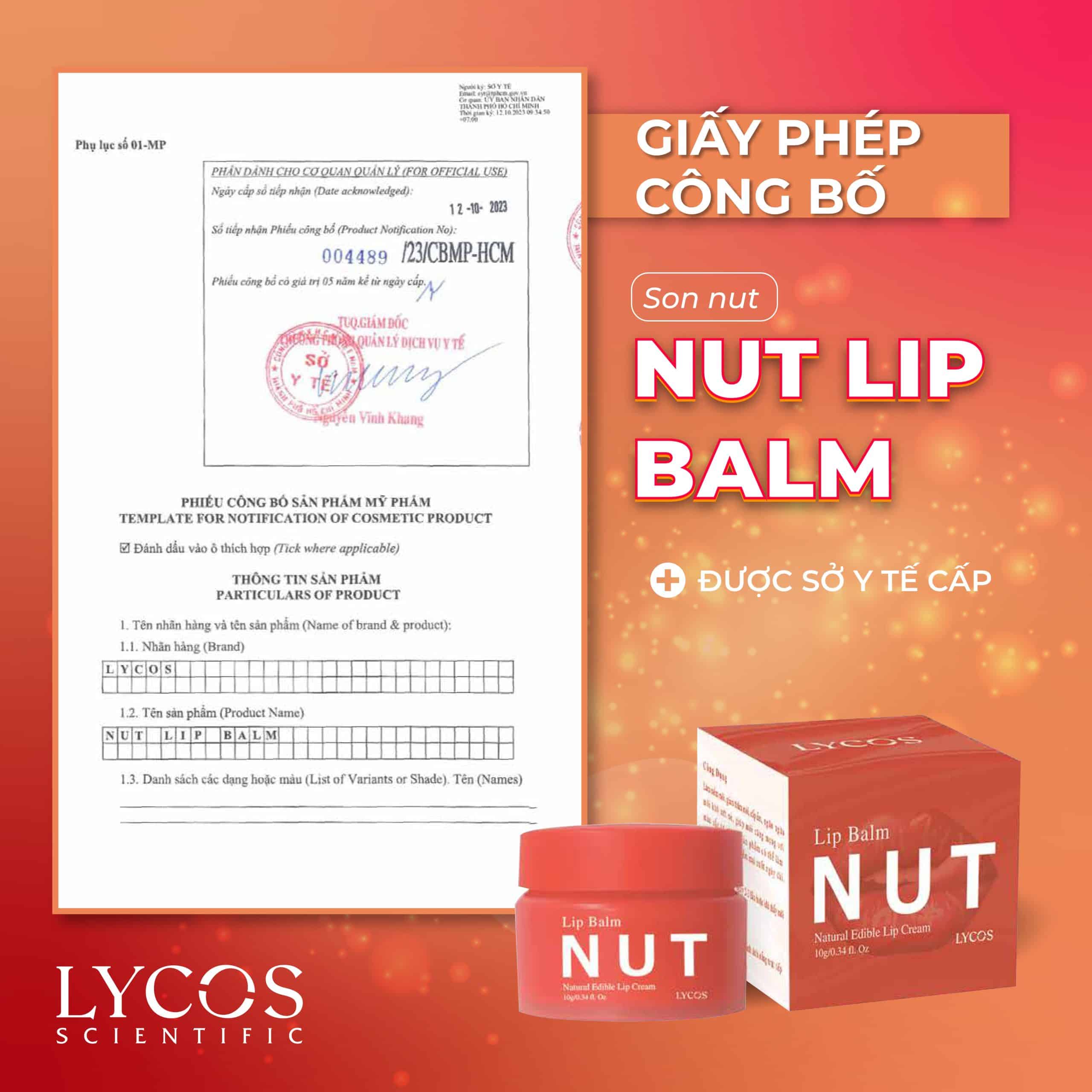 SON NUT LYCOS có màu - Son Dưỡng Môi Lycos căng mọng, dưỡng ẩm, mờ thâm, cải thiện nứt nẻ. 10g