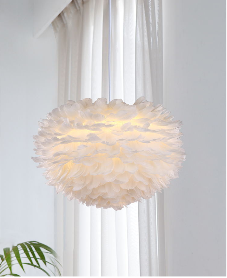 Đèn Chùm Mây lông Vũ Bắc ÂU Decor Lighting TN329 - 3 Chế Độ Ánh Sáng - Kèm 1 Bóng 3 Chế Độ - Có Video