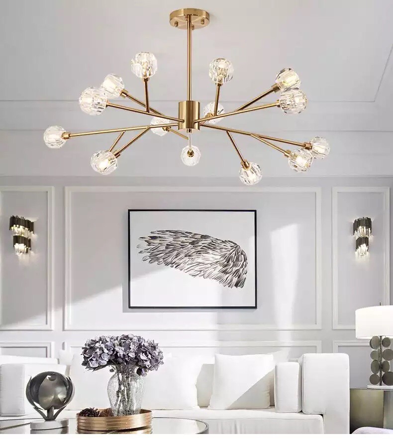 Đèn chùm pha lê bộ bộ 15 bóng cao cấp thiết kế cành cây độc đáo trang trí phòng khách, nhà hàng, quán cafe DY3002