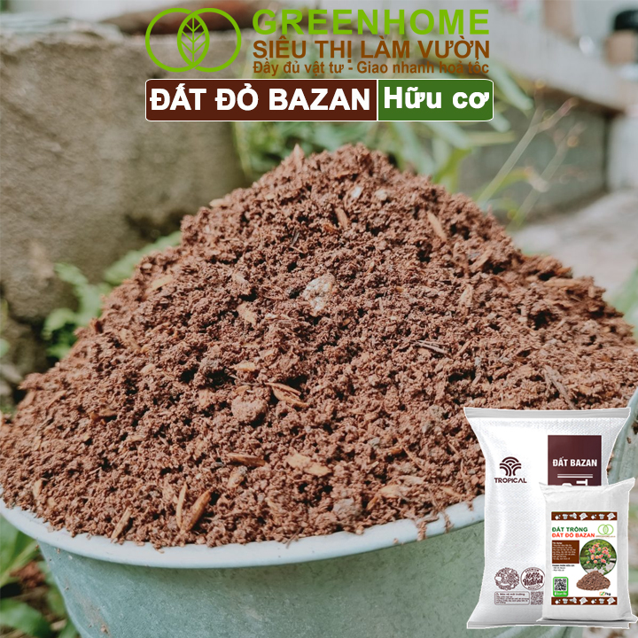 Đất Đỏ Bazan Greenhome, Bao 20 Lít (12kg), Đất Trồng Cây, Bổ Sung Phân Hữu Cơ, Vi Sinh Trồng Hoa Hồng, Kiểng Lá, Rau