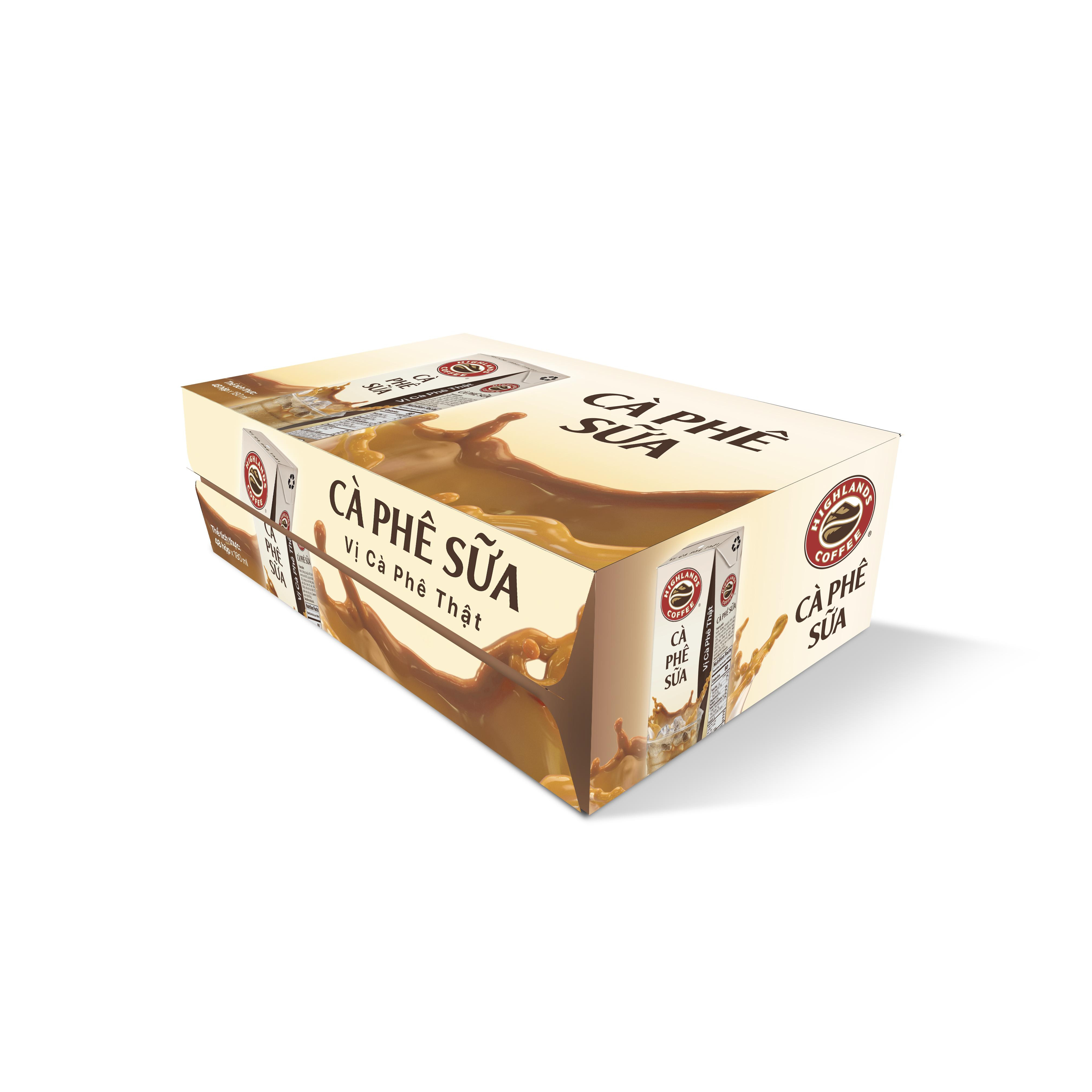 Hình ảnh Thùng 48 hộp Cà phê Sữa Highlands Coffee Tetra pack (180ml /hộp)