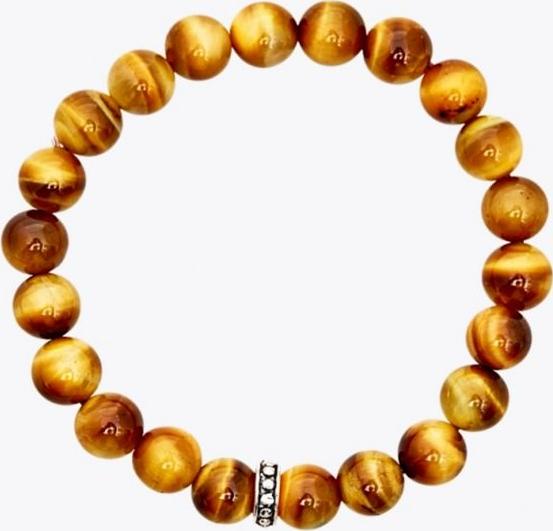 Vòng Tay Đá Opal Mắt Hổ Vàng Charm Bạc Thái - Thổ Kim