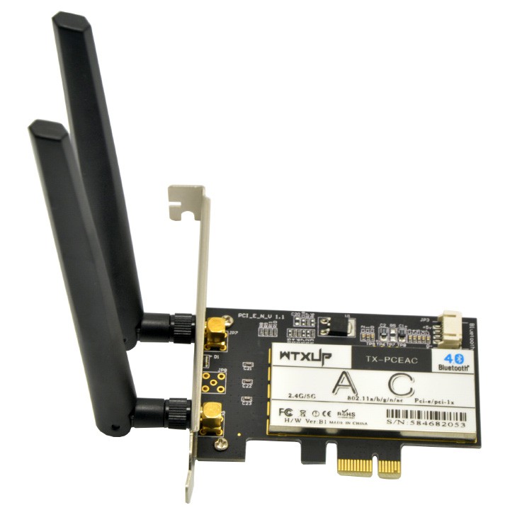 Card wifi PCI-E chuẩn AC tích hợp bluetooth cho máy tính bàn Wtxup 7260AC 867Mbps - PK09