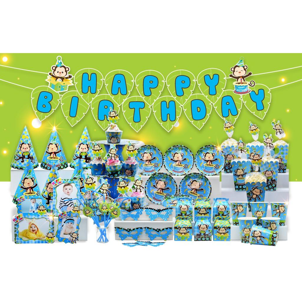 Set sinh nhật chủ đề khỉ xanh
