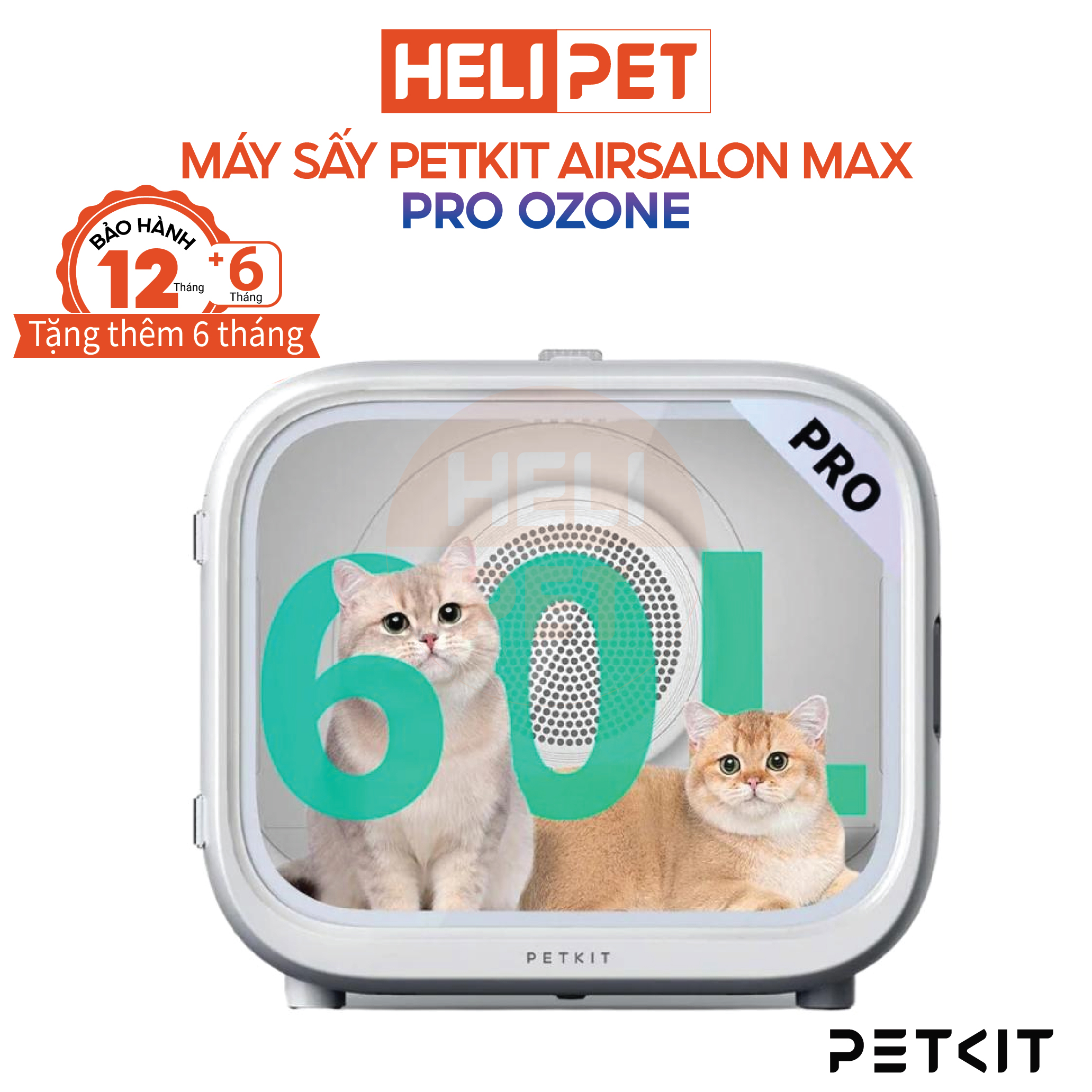 Lồng Sấy Tự Động Cho Chó Mèo, Máy Sấy Cho Chó Mèo Petkit Air Salon Max Pro Ozone- HeLiPet
