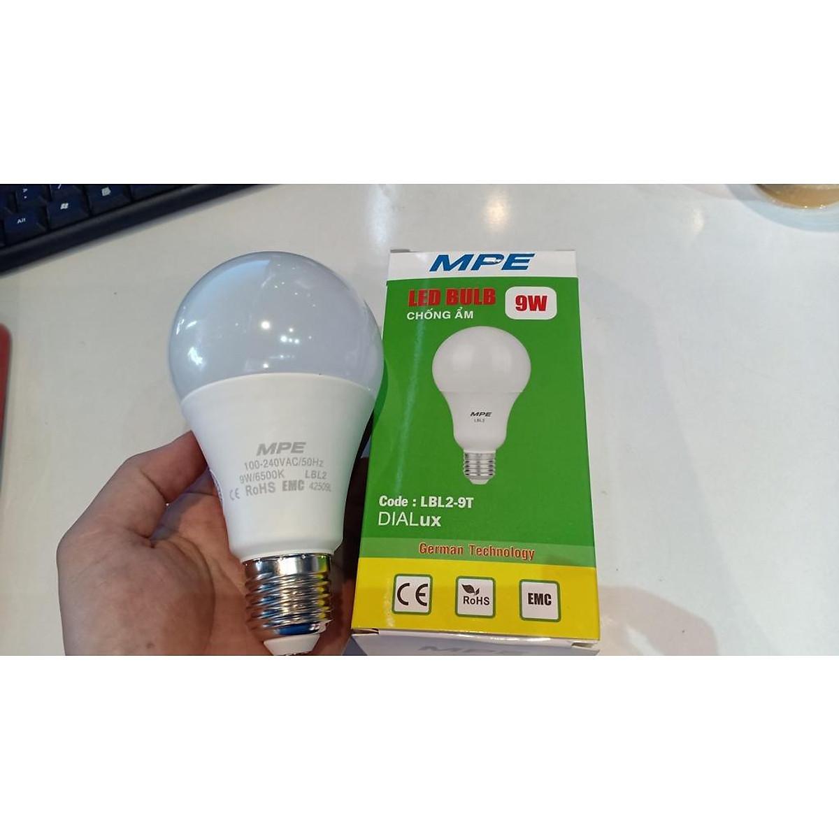 Bóng đèn LED tròn BULB 9w - Thương hiệu MPE - Trắng -6500K