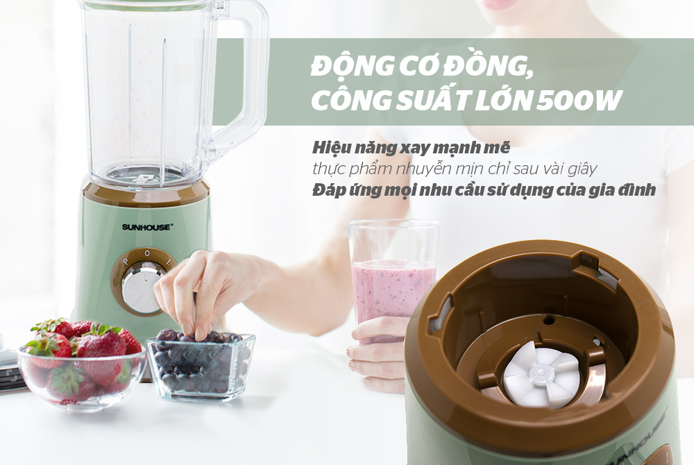 Máy Xay Sinh Tố Đa Năng Sunhouse SHD5315G (500W - 1.2L) - Hàng Chính Hãng