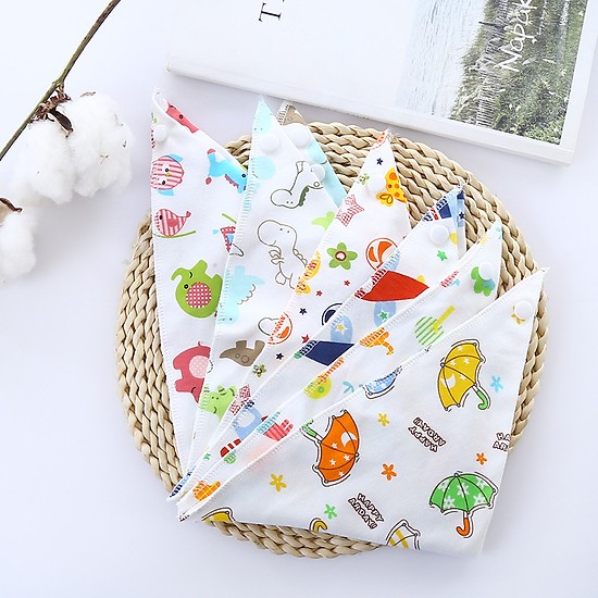 Combo 5 khăn yếm quàng cổ hai lớp tam giác cotton cho bé