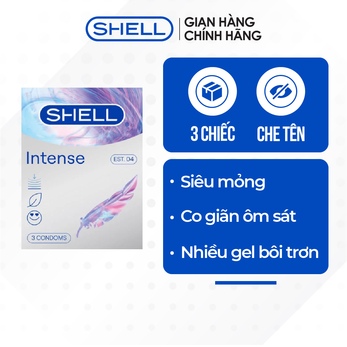Bao cao su Shell Intense - Siêu mỏng 0.04mm