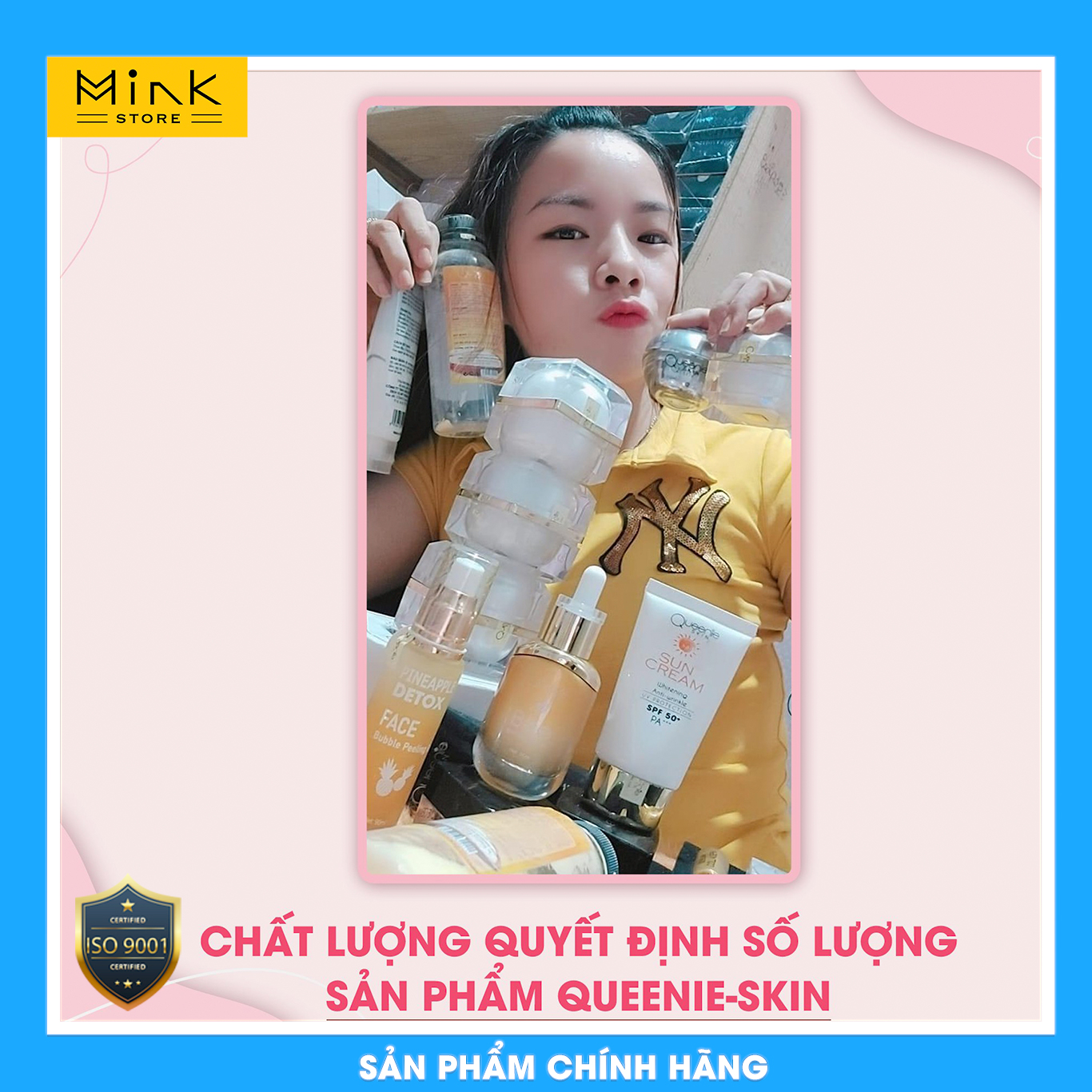 Kem Face &quot;LƯỜI&quot; Thượng Hạng Queenie Skin - Dưỡng Trắng &amp; Makeup, Tinh Chất Nhân Sâm Và Nhụy Hoa Nghệ Tây Cao Cấp - 35 Gram - Hàng Chính Hãng