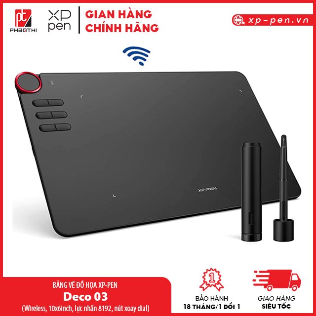 BẢNG VẼ ĐIỆN TỬ XP-PEN DECO 03 WIRELESS LỰC NHẤN 8192 NÚT XOAY DIAL BỀ MẶT CHỐNG XƯỚC - HÀNG CHÍNH HÃNG